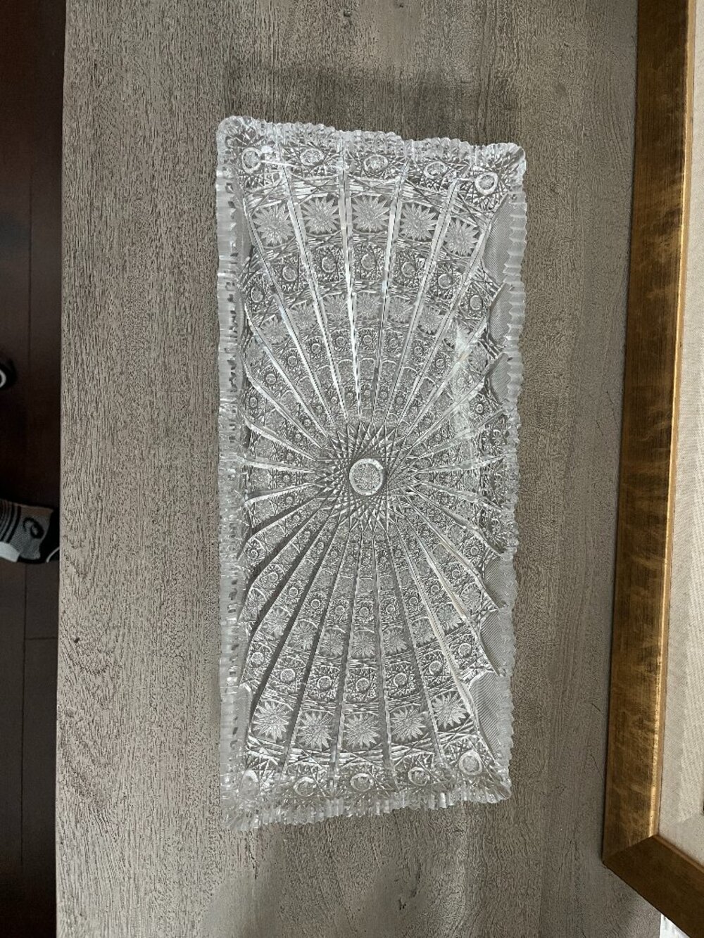 Vintage Bohemia Hand-Cut "Queen Lace" Crystal Rectangular Serving Tray